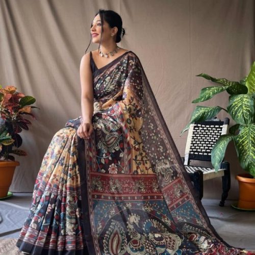 Designer-Kalamkari-Printed-Saree